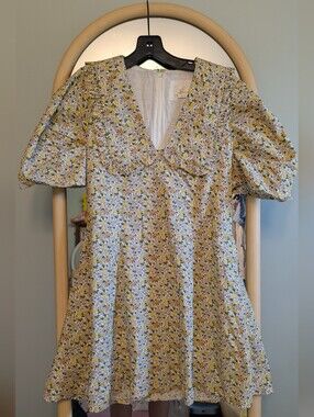 Anthropologie Floral V-Neck Mini Dress